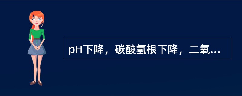pH下降，碳酸氢根下降，二氧化碳分压正常，提示（　）。