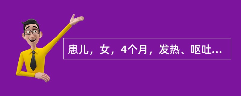 患儿，女，4个月，发热、呕吐2天伴惊厥2次入院。查体：嗜睡状，双眼凝视，前囟隆起、张力高，心肺无异常，脑膜刺激征阴性，外周血WBC20×109/L，多核细胞0.94，单核细胞0.08。最可能的诊断是