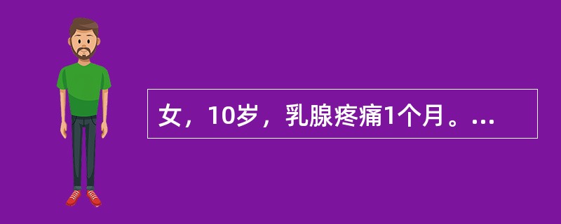 女，10岁，乳腺疼痛1个月。无月经初潮。乳腺痛综合征的特点不包括