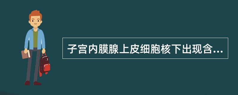 子宫内膜腺上皮细胞核下出现含糖原的空泡时，相当于