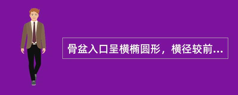 骨盆入口呈横椭圆形，横径较前后径稍长，耻骨弓较宽，髂骨翼宽而浅，两侧坐骨棘间径≥10cm