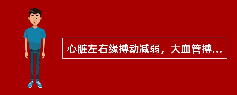 心脏左右缘搏动减弱，大血管搏动正常，是诊断下述哪种疾病的特征性表现（　　）。