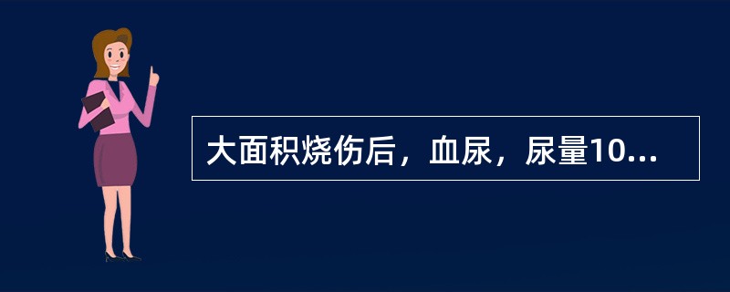 大面积烧伤后，血尿，尿量10～15ml/h会出现