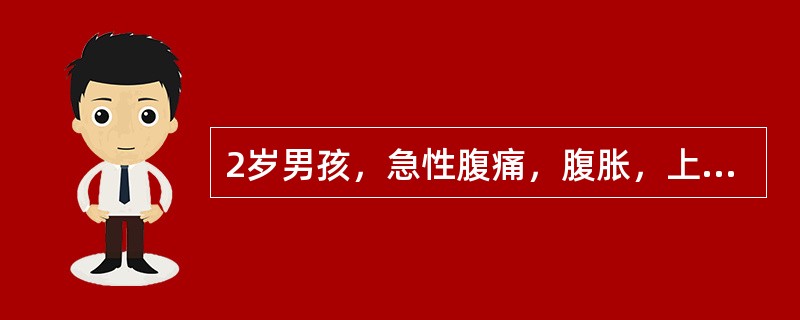 2岁男孩，急性腹痛，腹胀，上腹可扪及横向走行包块，超声纵断表现为多层强弱回声团，脐周肠管呈持续充盈状。最可能的疾病是（　　）。