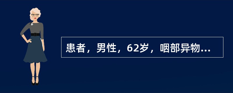 患者，男性，62岁，咽部异物感两年余，吞咽疼痛伴说话含糊两月。纤维喉镜检查：会厌舌面及喉面均有菜花样肿物。肿瘤侵犯会厌谷及左舌根，左侧杓会厌皱壁、左室带前端及前连合也受累，声带活动好。左侧颈部可触及一