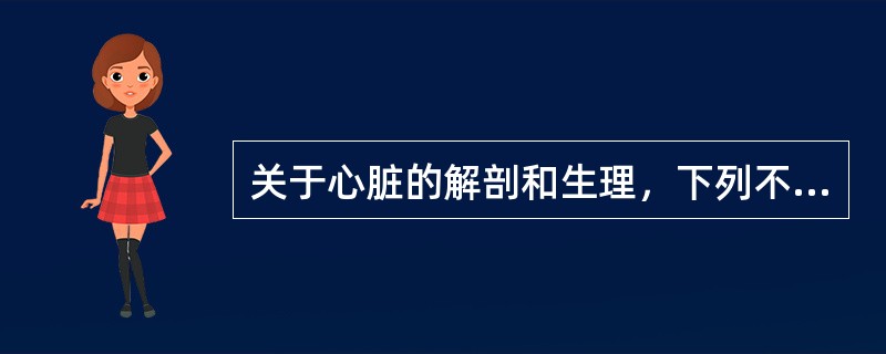 关于心脏的解剖和生理，下列不正确的是（　　）。