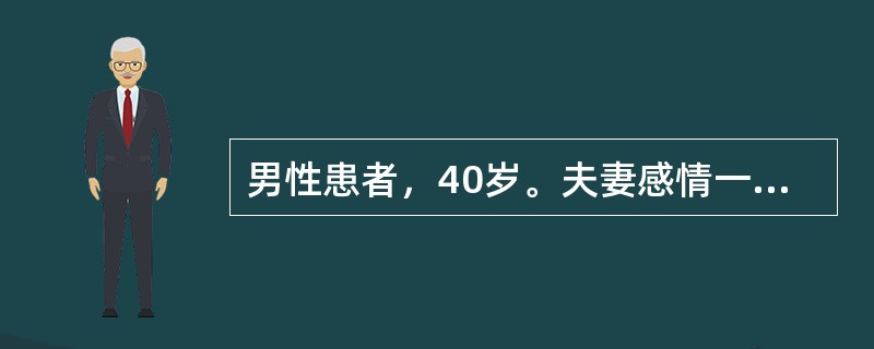 男性患者，40岁。夫妻感情一直很好，其妻作风正派。但患者近半年坚信妻子与单位某男青年相爱，故每天接送妻子上下班，并在上班时经常打电话追问妻子是否在办公室。有时守候在妻子办公室门口，当妻子与男同志谈话时