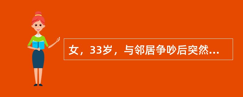 女，33岁，与邻居争吵后突然出现言语紊乱，管公公叫儿子，而将儿子称作爸爸，吃饭时拿筷子当汤勺。问她一个人有几只手，回答说有三只手；问她一只手有多少手指，又说是四个。此现象是