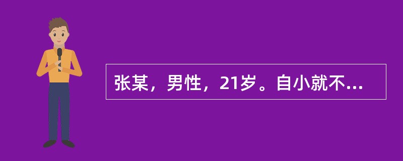 张某，男性，21岁。自小就不听管教，欺负同学，旷课，敲诈勒索小学生，被小学生家长举报受到学校警告处分。初中毕业后到某中专学习，经常旷课，不参加考试，在学生宿舍里经常欺负农村来的同学，曾邀约同伙到学校“