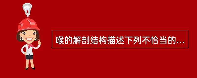 喉的解剖结构描述下列不恰当的是（　　）。