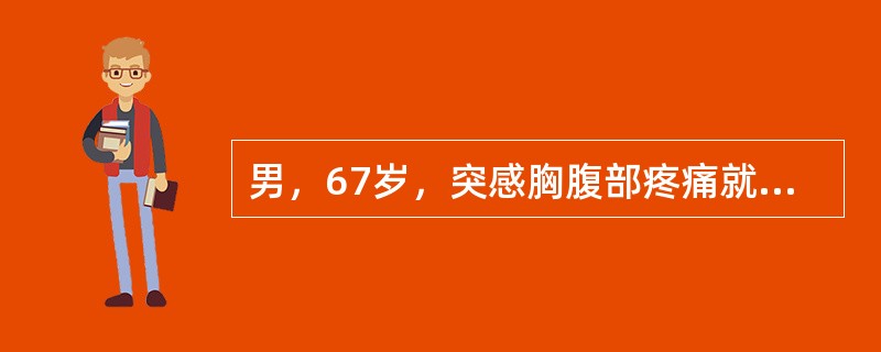 男，67岁，突感胸腹部疼痛就诊。既往高血压病史。CT检查如下图，最可能的诊断为（　）。<br /><img border="0" style="widt