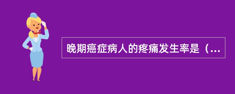 晚期癌症病人的疼痛发生率是（　　）。