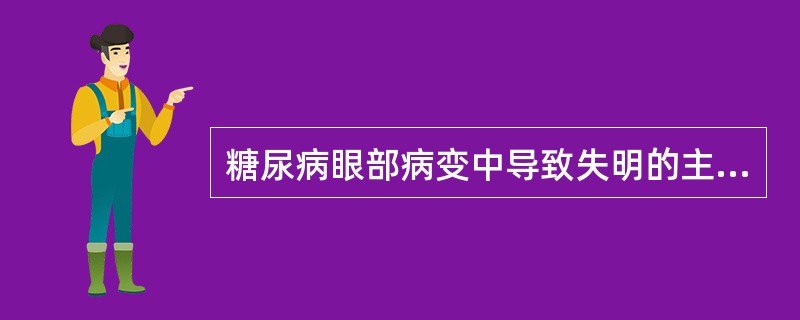 糖尿病眼部病变中导致失明的主要原因是（　）。