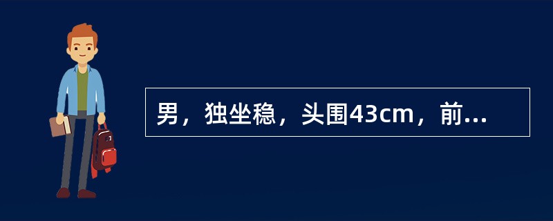 男，独坐稳，头围43cm，前囟0.5cm×0cm，乳牙2只。他所具备的动作、应物、语言能力，哪项是不可能的