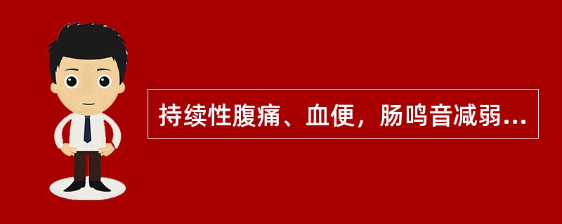 持续性腹痛、血便，肠鸣音减弱12h，有腹膜刺激征时常见于