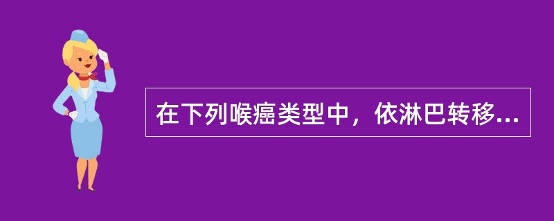 在下列喉癌类型中，依淋巴转移率由高至低排列为（　　）。