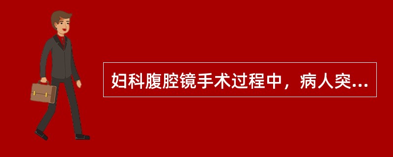 妇科腹腔镜手术过程中，病人突然出现呼气末CO2压力下降，心动过缓，动脉血氧饱和度下降，心前区听诊闻及大水泡音。此时应首先考虑其原因为