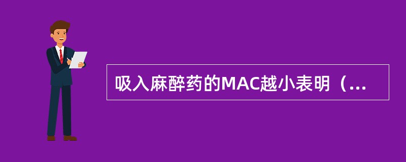 吸入麻醉药的MAC越小表明（　　）。