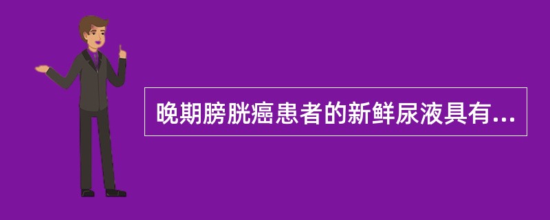 晚期膀胱癌患者的新鲜尿液具有（　　）。