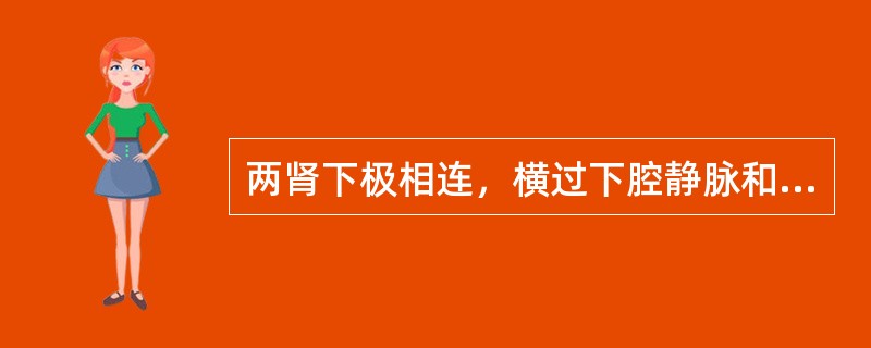 两肾下极相连，横过下腔静脉和腹主动脉前方，见于