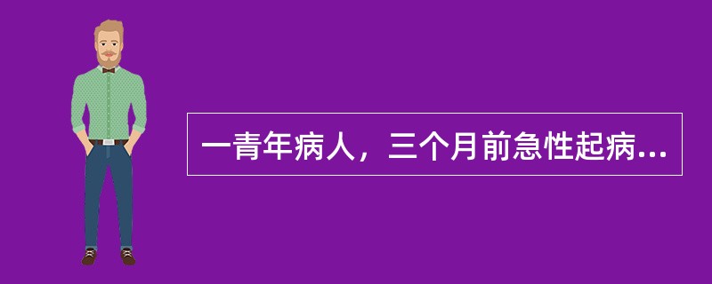 一青年病人，三个月前急性起病，意识清晰，表现说话难以理解，行为幼稚怪异，本能意向亢进，有片断的耳闻远方亲友声音的幻觉，觉有人跟踪。此病人最可能的诊断是：（　　）。