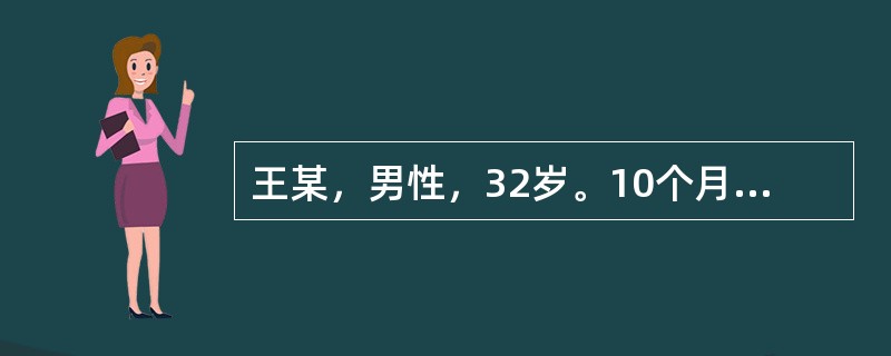 王某，男性，32岁。10个月前因车祸致头部外伤后渐表现记忆力下降，注意不集中，与之谈话经常走神。行为幼稚，与邻居小孩争东西吃，与以前判若两人。对周围事物漠不关心，对工作和家人不负责任。焦虑急躁，性情变