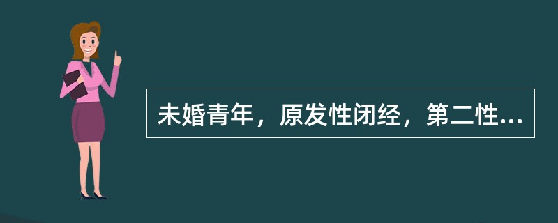 未婚青年，原发性闭经，第二性征发育正常，孕激素试验（-），下一步应作的检查