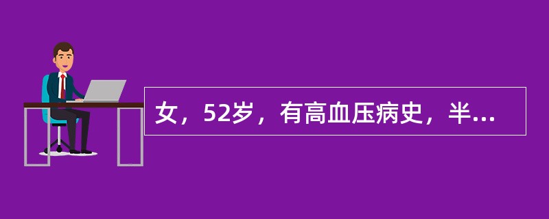 女，52岁，有高血压病史，半小时前突感头晕，剧烈头痛，CT检查如图，最可能的诊断为（　　）。<br /><img border="0" style="w