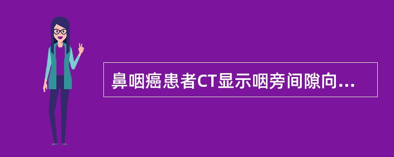 鼻咽癌患者CT显示咽旁间隙向哪个方向移位？（　　）