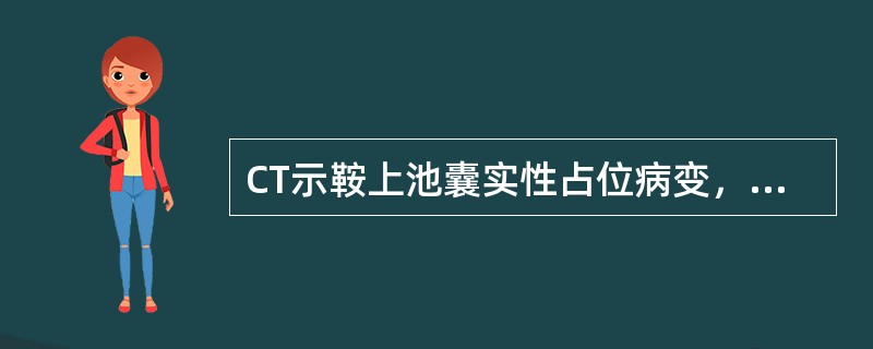 CT示鞍上池囊实性占位病变，囊壁可见蛋壳样钙化，增强后实性部分强化，应考虑（　　）。