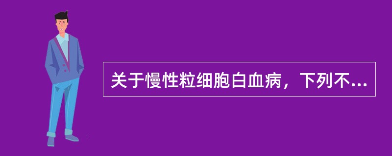 关于慢性粒细胞白血病，下列不正确的是（　　）。