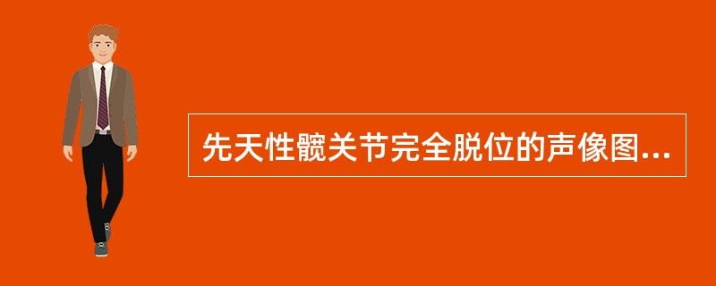 先天性髋关节完全脱位的声像图特点是以下哪几个？①股骨头从髋臼内全部脱出；②股骨头向后上方软组织内移位；③股骨头与髋臼间出现较宽间隙；④髋臼窝变形