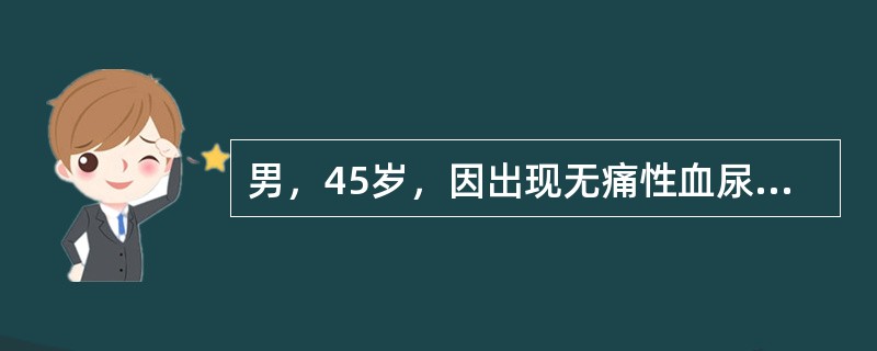男，45岁，因出现无痛性血尿半月余就诊，根据超声声像图提示，最可能的诊断是（　　）。<br /><img border="0" style="width