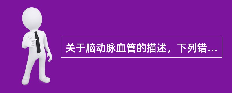 关于脑动脉血管的描述，下列错误的是（　　）。
