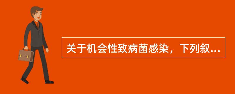 关于机会性致病菌感染，下列叙述哪项正确？（　　）