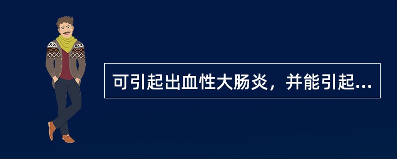 可引起出血性大肠炎，并能引起致死性并发症如溶血性尿毒综合征的大肠埃希菌是（　　）。