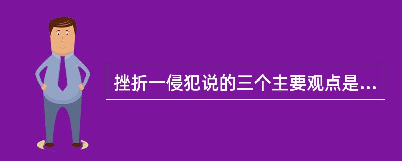 挫折一侵犯说的三个主要观点是①侵犯行为会给被侵犯方造成巨大挫折②侵犯强度同目标受阻强度呈正相关③抑制侵犯的力量与该侵犯可能受到的预期惩罚强度呈线性关系④如果挫折强度一定，预期惩罚越大，侵犯发生的可能性
