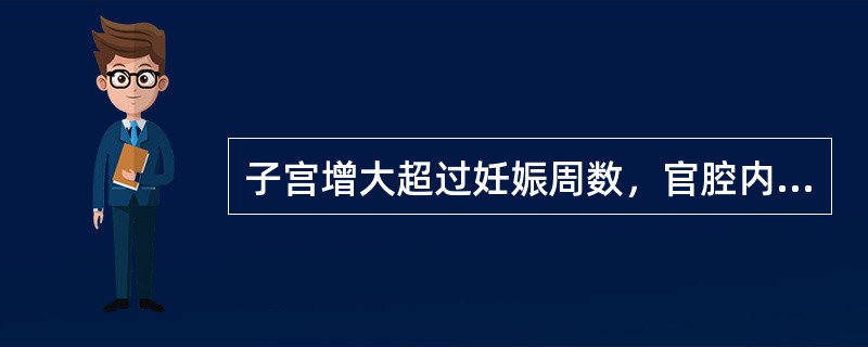 子宫增大超过妊娠周数，官腔内充满大小不等无回声区呈“蜂窝状”，超声提示（　　）。