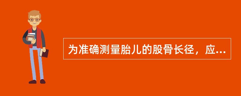 为准确测量胎儿的股骨长径，应注意使声束