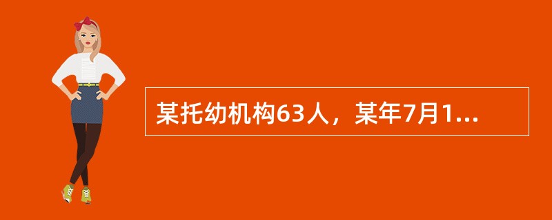 某托幼机构63人，某年7月13～15日有32例出现低热、腹痛、腹泻（水样便），其中有17例腹痛剧烈，先期水样便，继而有类似下消化道出血的血性便。经调查该托儿所11日中午集体食用未经加热的汉堡包。初步分
