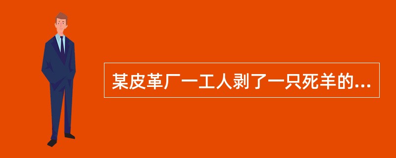 某皮革厂一工人剥了一只死羊的皮后，手臂先出现了丘疹，次日疹顶部出现水疱，内含金黄色液体，周围组织明显肿胀、硬而不凹陷，随后中心区呈现出血性坏死，四周有成群的小水疱。取出疱的分泌物涂片进行革兰染色和荚膜