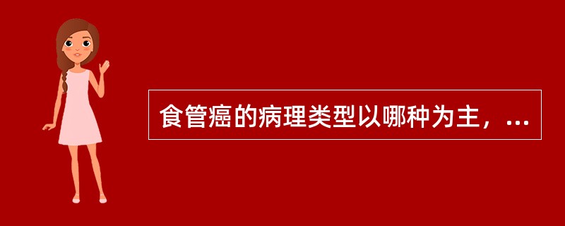 食管癌的病理类型以哪种为主，占68.5%～90.6%（　　）。