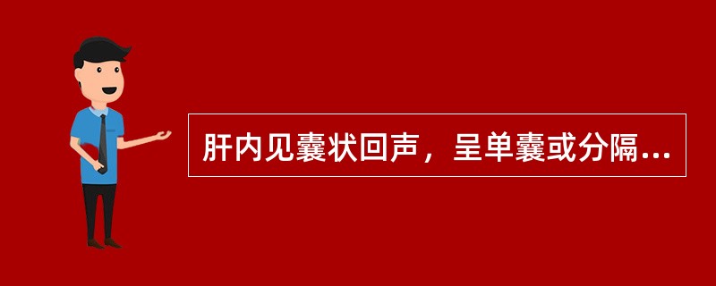 肝内见囊状回声，呈单囊或分隔成多囊，囊壁增厚约0.5cm，应诊断为（　　）。