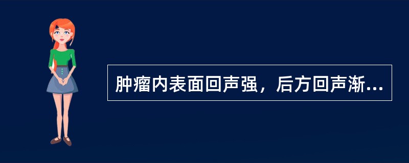 肿瘤内表面回声强，后方回声渐渐减弱，而且反射活跃，此种声像图是（　　）。