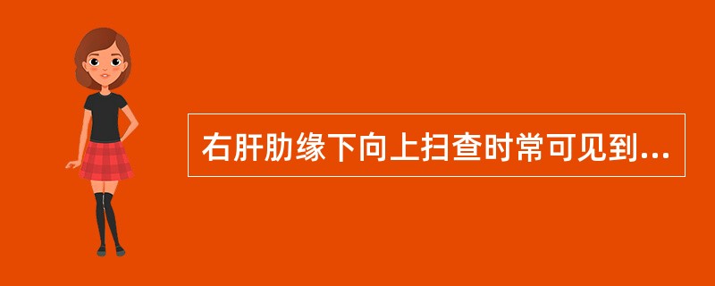 右肝肋缘下向上扫查时常可见到镜面伪像，下列哪项是错误的？（　　）