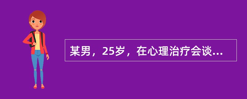 某男，25岁，在心理治疗会谈时表现为：约见时经常迟到，常对医生的学识提出质疑或对其建议提出反驳意见，凡事挑剔怪罪于他人，不完成治疗阶段布置的家庭作业却有一大堆理由，讨厌别人对他提任何要求，对是否接受治