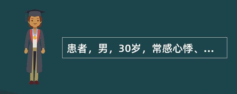 患者，男，30岁，常感心悸、气促血压正常范围，心电图示正常，T3，T4，TSH正常超声检查如图所示，最可能的诊断是（　　）。<br /><img border="0&quo