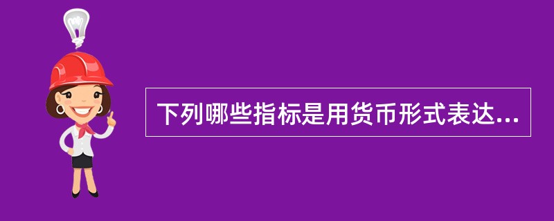 下列哪些指标是用货币形式表达？（）