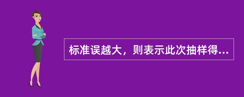 标准误越大，则表示此次抽样得到的样本均数()。