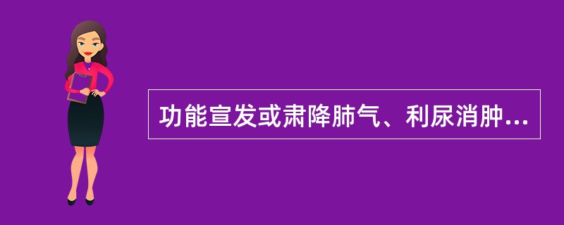 功能宣发或肃降肺气、利尿消肿的药是（）